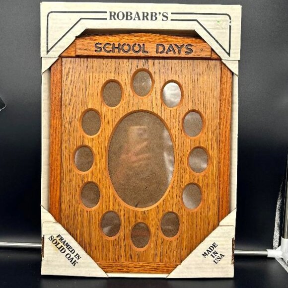 Vintage 1980's Robarb's Solid Oak "School Days" Picture Frame - Picture 1 of 5